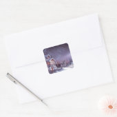 Kerstwinter magie vierkante sticker (Envelop)