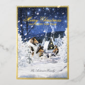 Kerstwinter, Magische, Ruwe Collies en Lambs - Folie Feestdagenkaart (Voorkant)