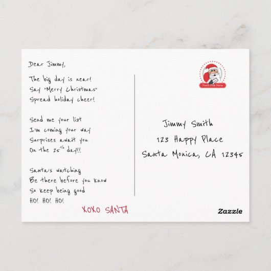 Kerstwinter met Kerstmis Briefkaart (Achterkant)