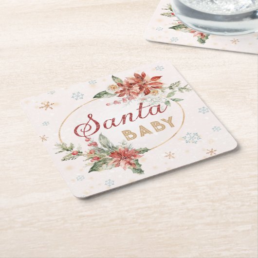 kerstwinter met kerstwinter: glas kartonnen onderzetters (Schuin)