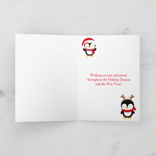 Kerstwinter met pinguïns kerst kaart (Binnen)