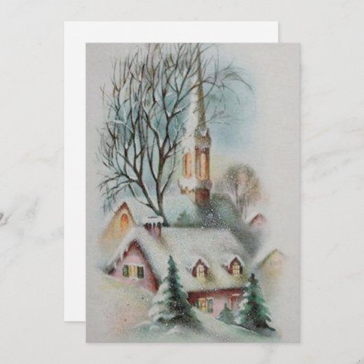  kerstwinter met Retro Feestdagenkaart (Voorkant / Achterkant)