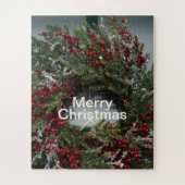 Kerstwinter met rode bessen legpuzzel (Verticaal)