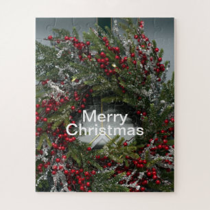 Kerstwinter met rode bessen legpuzzel