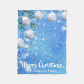 Kerstwinter met zilveren ornamenten en sterren fleece deken (Voorkant)