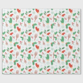 Kerstwinter Mittens en Holly Cadeaupapier (Vlak)