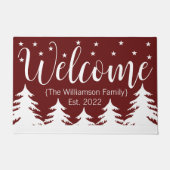 Kerstwinter Night Forest & Stars Welkom Deurmat (Voorkant)