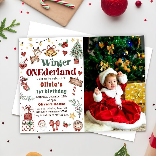 Kerstwinter Onederland 1e Verjaardag Foto Kaart