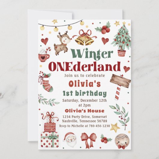 Kerstwinter Onederland 1e verjaardag Kaart (Voorkant)