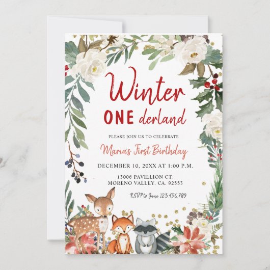 Kerstwinter Onederland Verjaardag uitnodiging (Voorkant)