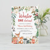 Kerstwinter Onederland Verjaardag uitnodiging (Staand voorkant)