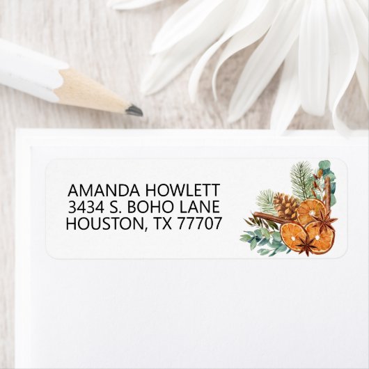 Kerstwinter Oranje Bouquet Etiket (Insitu)