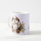 Kerstwinter Paarse Cavalier King Charles Dog Koffiemok (Voorkant links)