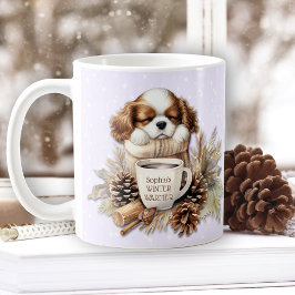 Kerstwinter Paarse Cavalier King Charles Dog Koffiemok