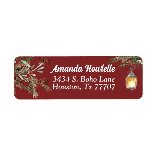 Kerstwinter Pine Floral Greenery Etiket (Voorkant)