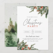 Kerstwinter Pine & Red Berries Kaart (Voorkant / Achterkant)