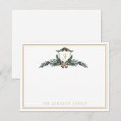 Kerstwinter Pinecone Crest Monogram op feestdag Notitiekaartje (Voorkant / Achterkant)