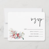 Kerstwinter Poinsettia Bessen Bruiloft RSVP (Voorkant)