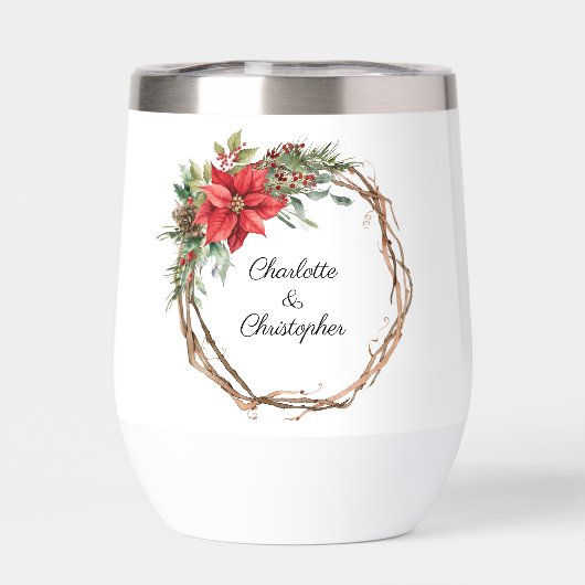 Kerstwinter Poinsettia Waterverf (Achterkant)