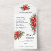 Kerstwinter Poinsettia Waterverf All In One Uitnodiging (Binnen)