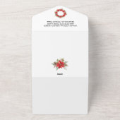 Kerstwinter Poinsettia Waterverf All In One Uitnodiging (Buitenkant)