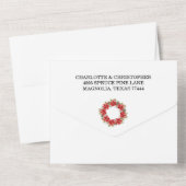 Kerstwinter Poinsettia Waterverf All In One Uitnodiging (Achterkant)