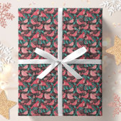 Kerstwinter Red Bird Berries Holiday Cadeaupapier