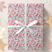 Kerstwinter Red Bird Berries Holiday Cadeaupapier