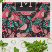 Kerstwinter Red Bird Berries Holiday Theedoek (Gevouwen)