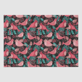 Kerstwinter Red Bird Berries Holiday Tissuepapier