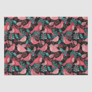 Kerstwinter Red Bird Berries Holiday Tissuepapier