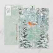 kerstwinter robin citeert briefkaart (Voorkant / Achterkant)