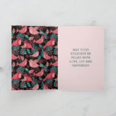 Kerstwinter Rode Vogel Berries Vredesfeestdag Feestdagen Kaart (Binnen)