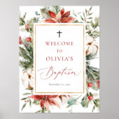 Kerstwinter - rood baptisme - Welkomstteken Poster (Voorkant)