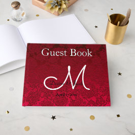 Kerstwinter Rood bruiloft Afnamemonogram Gastenboek