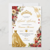 Kerstwinter rood & goud Poinsettia zoet 16 Kaart (Voorkant)