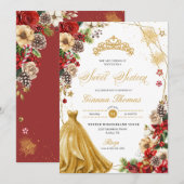 Kerstwinter rood & goud Poinsettia zoet 16 Kaart (Voorkant / Achterkant)