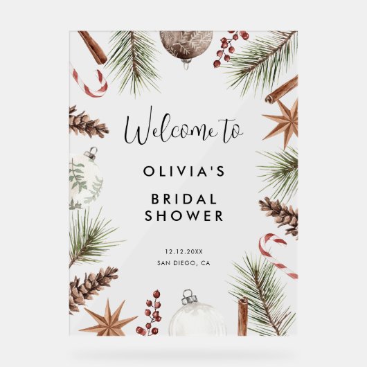 Kerstwinter rustiek Vrijgezellenfeest Welkom Acryl Bord (Voorkant)