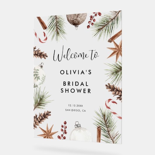 Kerstwinter rustiek Vrijgezellenfeest Welkom Acryl Bord (Hoek)