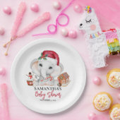 Kerstwinter Santa Baby Elephant Shower Papieren Bordje (Feest)