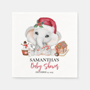 Kerstwinter Santa Baby Elephant Shower Servet