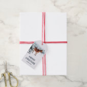 Kerstwinter Scène met Paard in de Sneeuw Cadeaulabel (Met Touw)