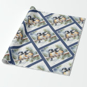 Kerstwinter Schattigee Chickadee vogels Cadeaupapier (Uitgerold)