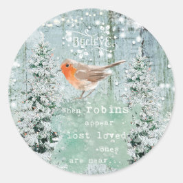 Kerstwinter Sneeuw Robin Quote Ronde Sticker