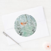 Kerstwinter Sneeuw Robin Quote Ronde Sticker (Envelop)