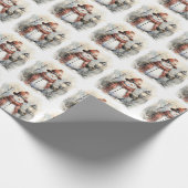 Kerstwinter Sneeuwman met rood Pet en sjaal Cadeaupapier (Hoek)