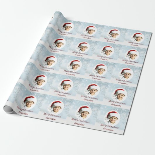 Kerstwinter Snowflakes Bomen Foto Cadeaupapier (Uitgerold)