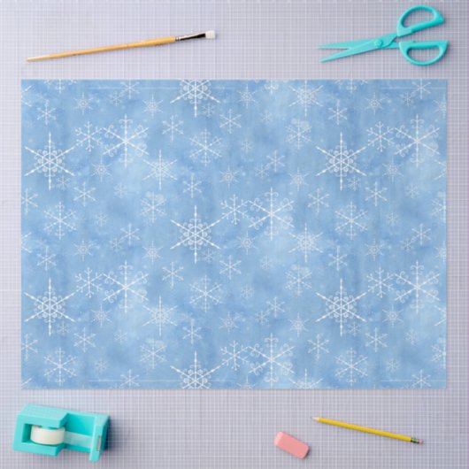 Kerstwinter Snowflakes Hand Drawn Blue White Tissuepapier (Craft)