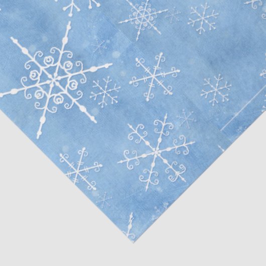 Kerstwinter Snowflakes Hand Drawn Blue White Tissuepapier (Detail)