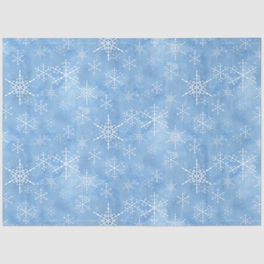 Kerstwinter Snowflakes Hand Drawn Blue White Tissuepapier (Voorkant)